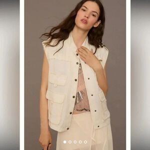 Anthropologie - Silky Utility Vest - Ivory - Size Small - Gently Used!!